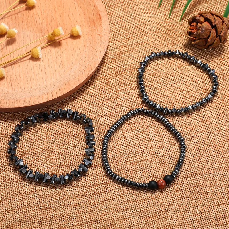 

Fashion Male Black Gallstone Stone Bracelet for Men Natural Matte Beads Beaded Jewelry Gift