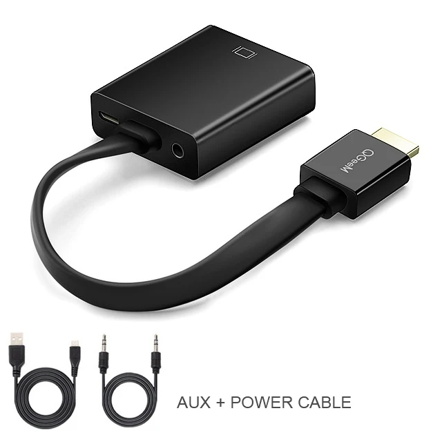 AUDIO POWER BLACK QGeeM HDMI к VGA адаптер цифро-аналоговый видео аудио конвертер кабель 1080p для Xbox 360 PS3 PS4 ПК ноутбук ТВ коробка проектор - Цвет: AUDIO POWER BLACK