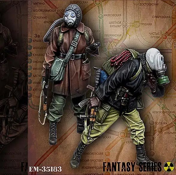 1/35 фигурки из смолы Биохимический Солдат двойная группа(в том числе 2 солдата) полимерный солдат бесцветный и самособранный(50 мм) A-026 - Цвет: Серый