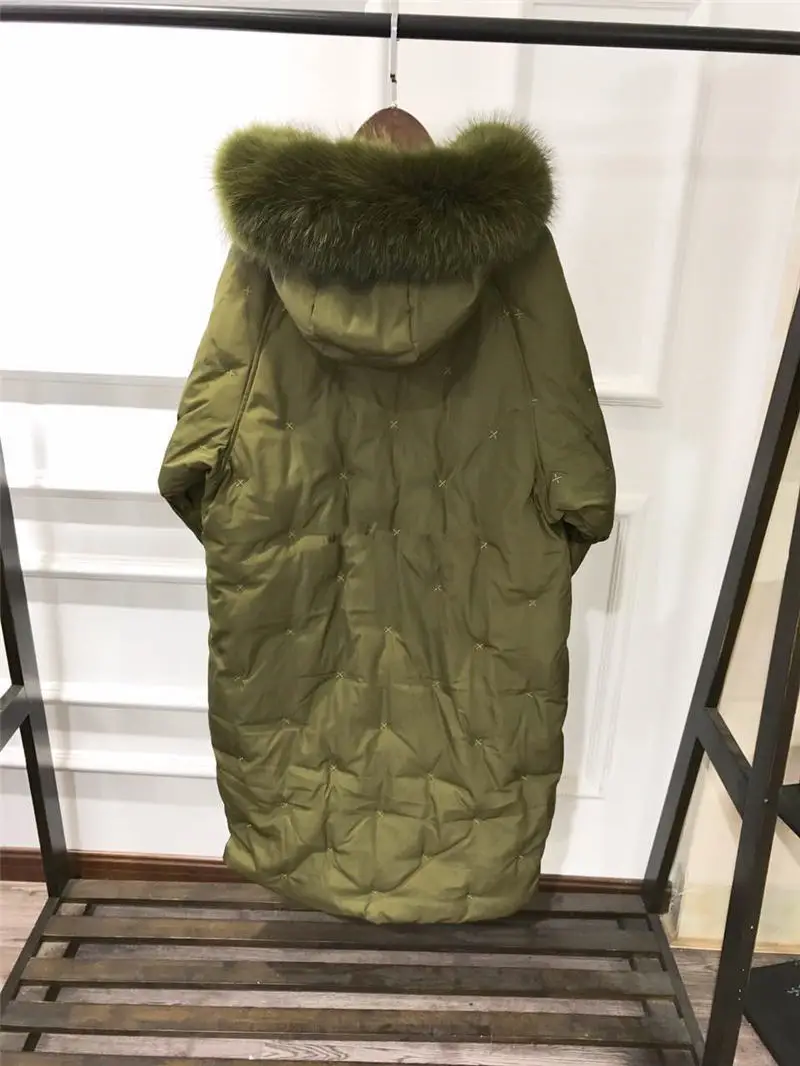 Пуховик женский с капюшоном из натурального меха енота|outwear women|outwear coatoutwear parkas |