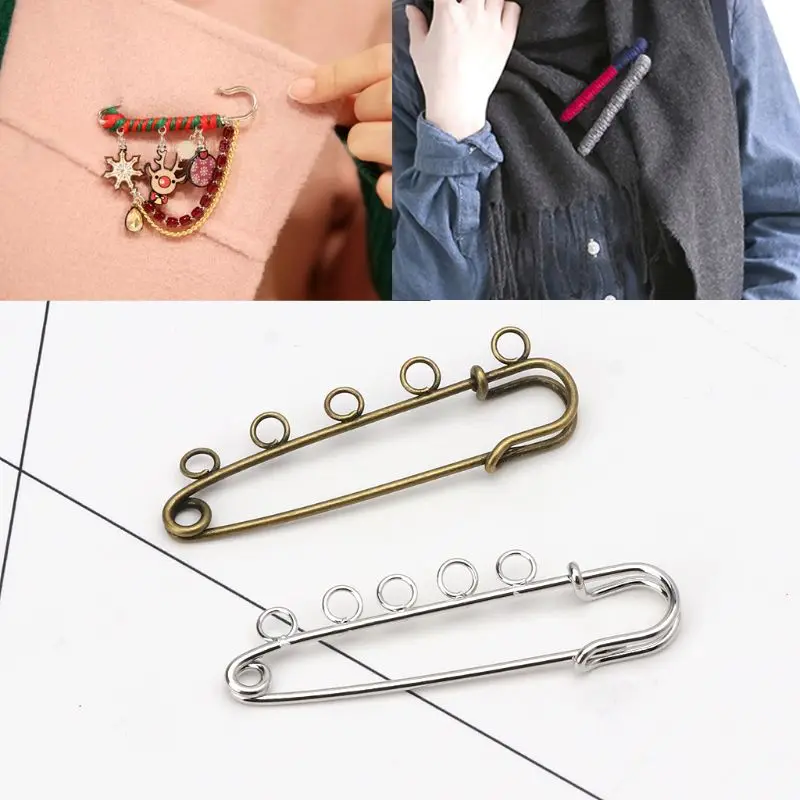 10 шт Серебряные бронзовые DIY Броши 5 отверстий булавки безопасности Броши ювелирных изделий перфорированная брошь