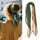 Резинка для волос Haimeikang, квадратная повязка для волос с бантом, шелковая в стиле ретро, банданы шарфы