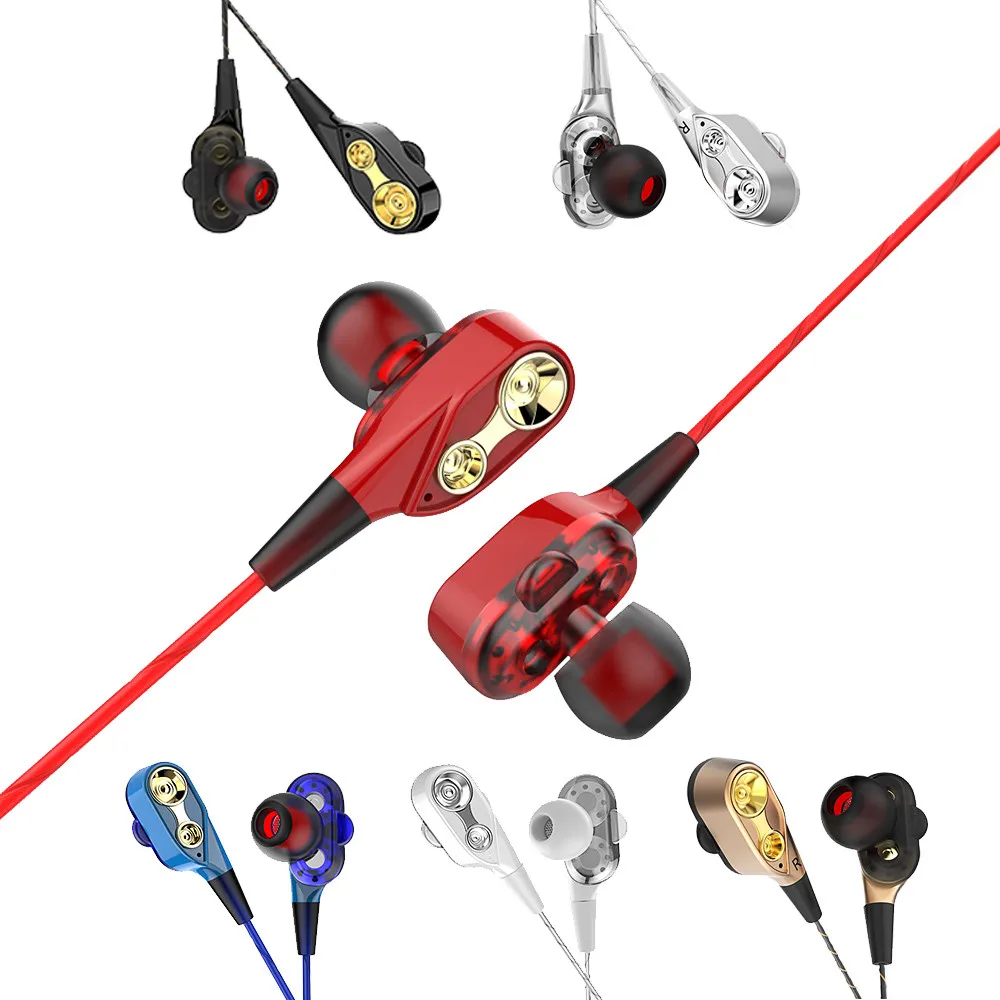 HIFI Проводная гарнитура в ухо сабвуфер стерео наушники спортивные с микрофоном