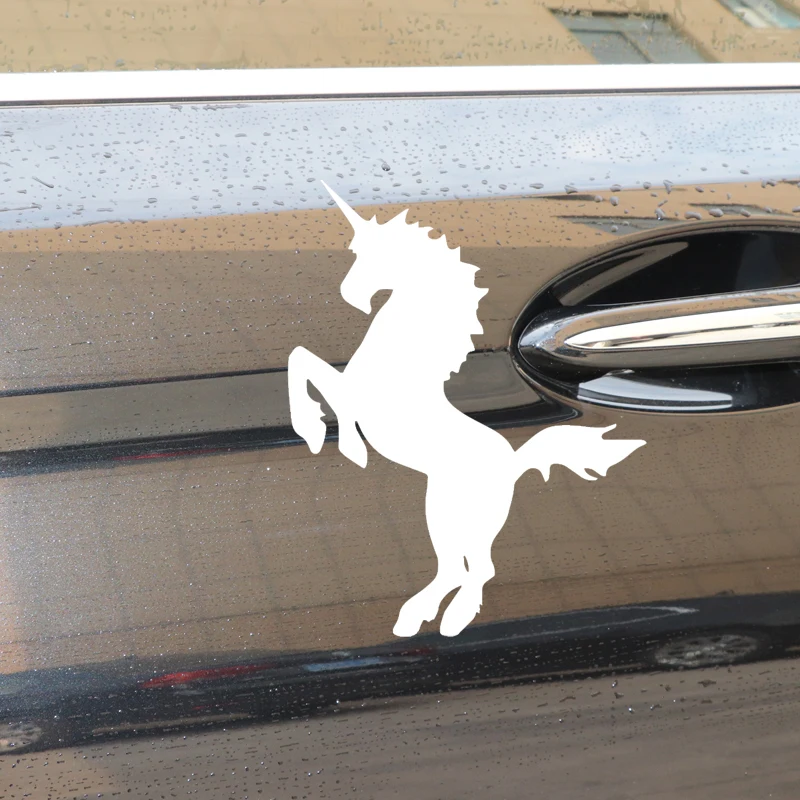 

YJZT 12.8CM*16.3CM Unicorn Jump Decor Pattern Vinyl Decal Car Door Car Sticker Black/Silver C4-1726