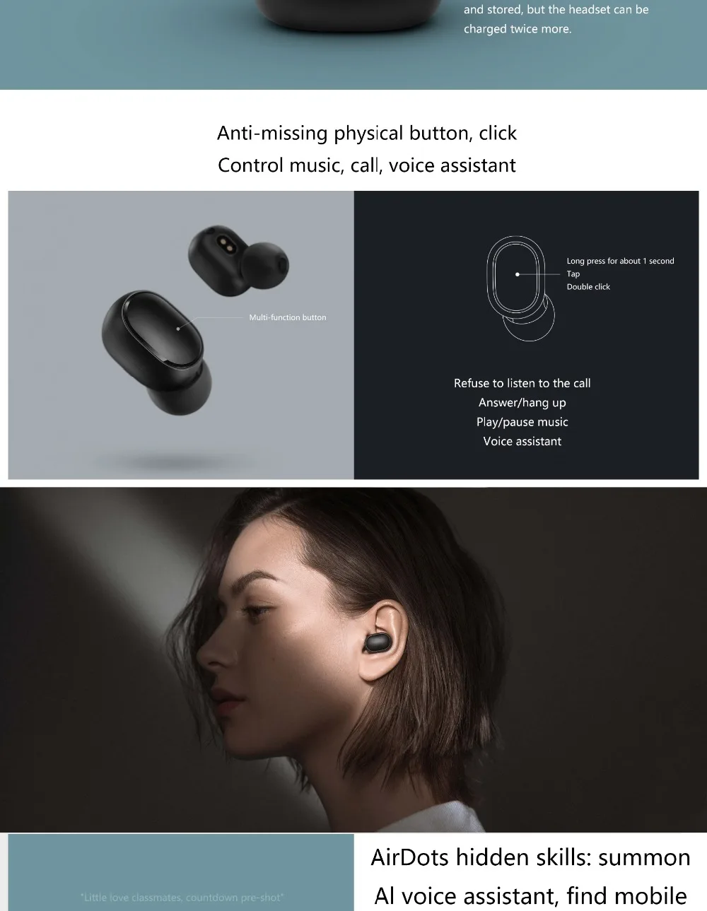 Xiaomi Redmi Airdots TWS Bluetooth наушники стерео басы BT 5,0 Eeadphones с микрофоном Handsfree Наушники управление AI