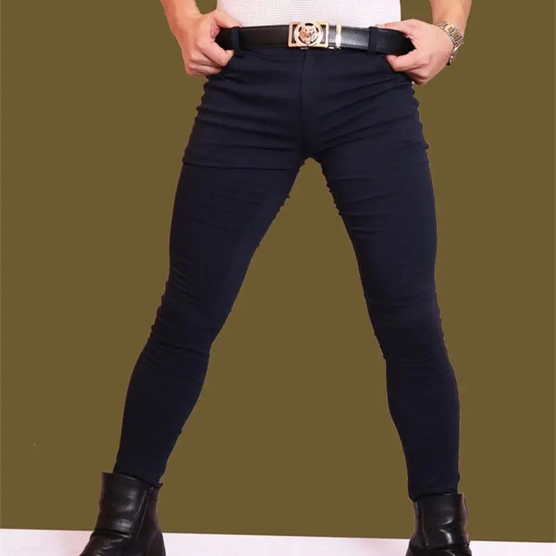 Брюки мужские джинсовые стрейчевые модные блестящие эластичные брюки-султанки в
