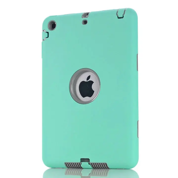 Mint Green and Gray Для iPad mini 1/2/3 retina детей безопасное вспомогательное устройство для бронированный противоударный чехол Heavy Duty Силиконовый Футляр чехол Обложка Экран защитная пленка+ стилус - Цвет: Mint Green and Gray