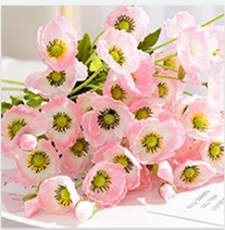 pink 4 головки/ветка, цветы мака, шелк, искусственный Мак, длинный стебель, для дома, вечерние, украшение, Цветочная композиция, букеты подружки невесты - Цвет: pink