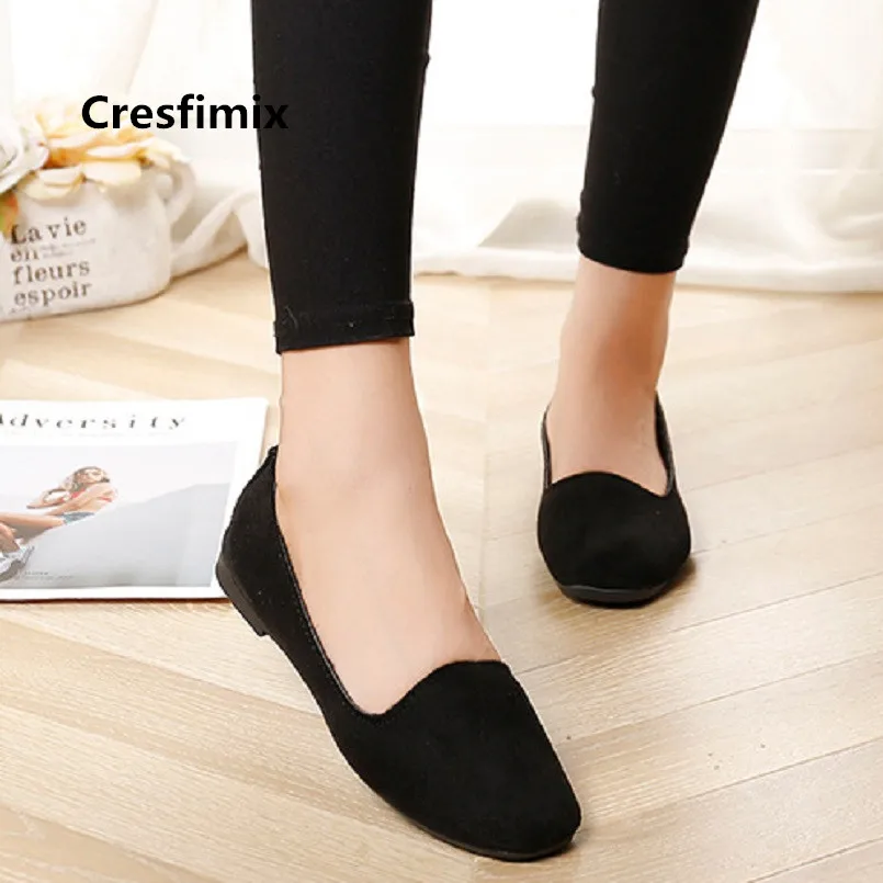 Cresfimix vrouwen platte из натуральных материалов schoenen Женская мода с круглым носком обувь
