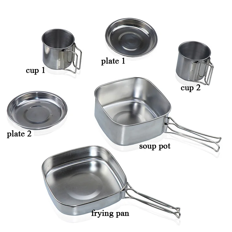 6 шт. набор посуды для походов пикников сковородок тарелок чашек кухонных горшков