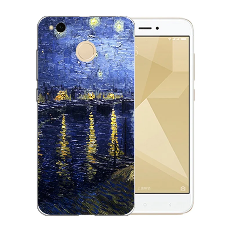 Мягкий ТПУ для Xiaomi Redmi 4X чехол Ван Гог шаблон 5 0 &quotдля 4 X задняя крышка Силиконовые