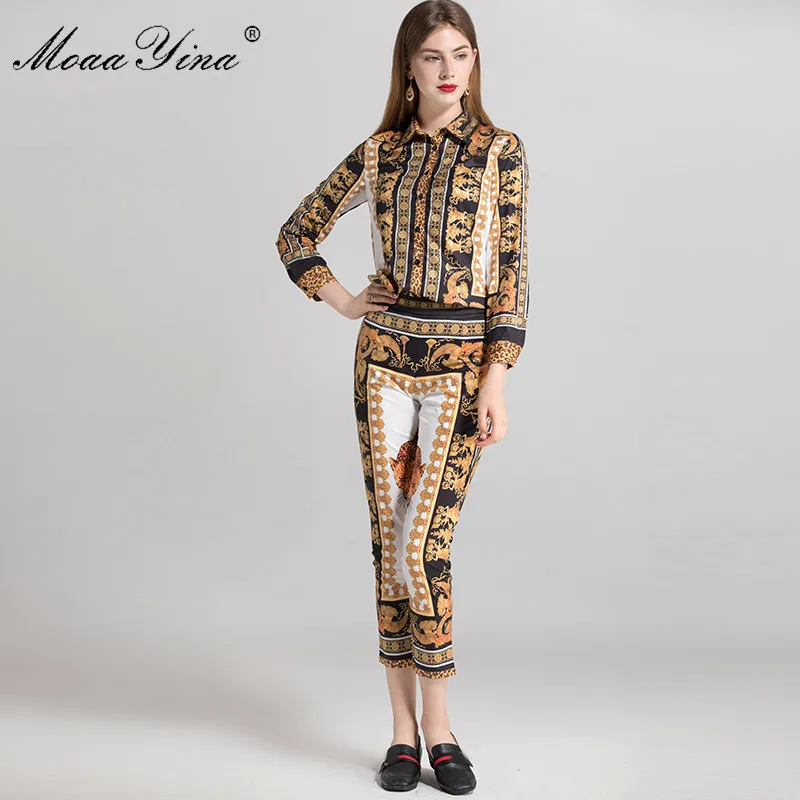 Женский дизайнерский комплект MoaaYina винтажная блузка с длинным рукавом и
