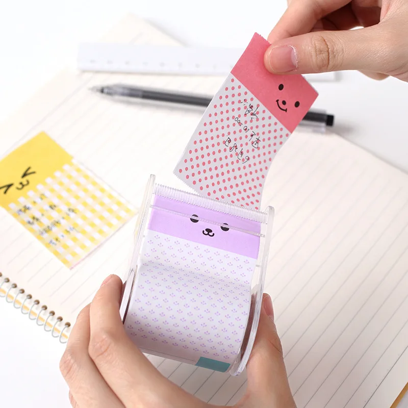 Креативная цветная лента Kawaii, блокнот для заметок, корейский школьный офисный канцелярский блокнот из тика, бумага для заметок, портативный блокнот для заметок на ленте, блокнот для заметок