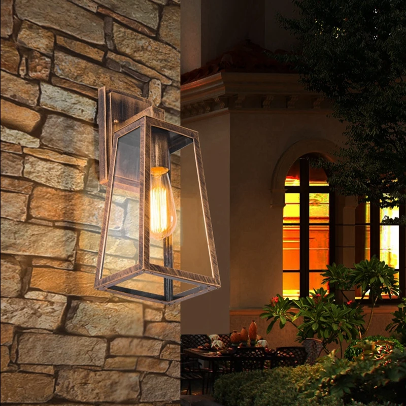 

LukLoy Outdoor Wall Lamp Waterproof Simple Retro Industrial Iron Wall Light Restaurant Rorch Aisle Home Door Wall Corridor