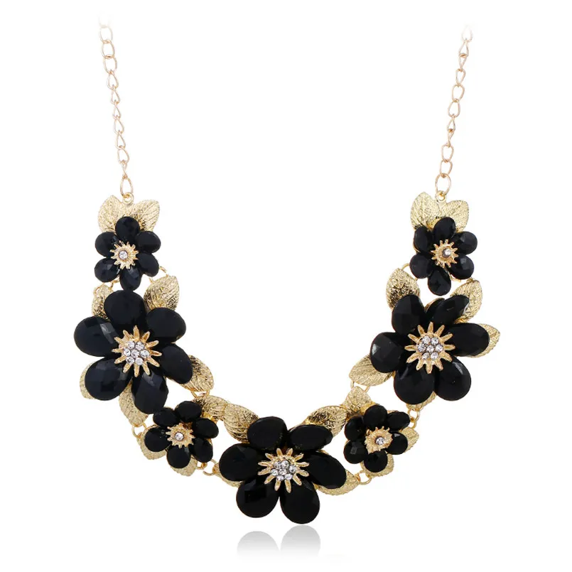 Olaru Мода сусальное золото цветок колье Neckalce для женщины новый себе Макси