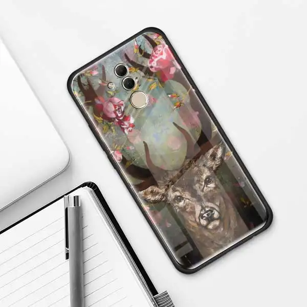 004 Чехол из закаленного стекла с изображением животных оленя льва Для huawei P30 Pro P10 P20 P30 Lite mate 10 20 Pro Honor 20 Pro 8X - Цвет: 004