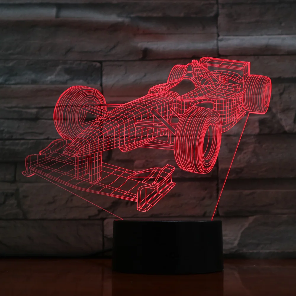 Светодиодная лампа для гоночного автомобиля 3D светильник изменяющийся цвет
