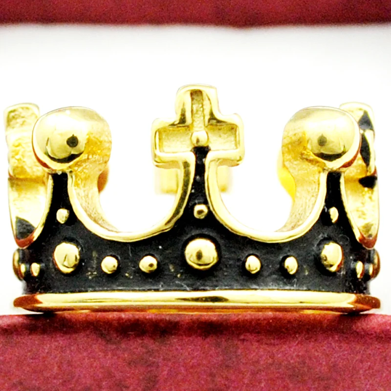 Золотые кольца с короной для мужчин и женщин из нержавеющей стали 316L