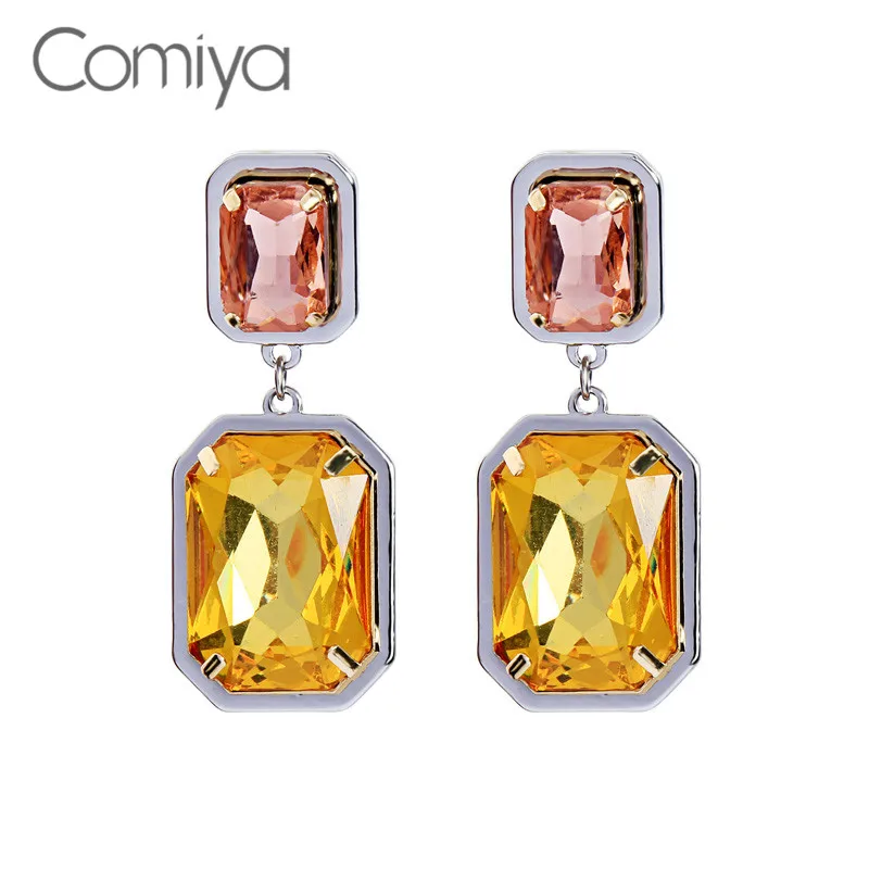 Comiya Dangle Earrings For Women Long Geometric Glass Mosaic Drop Earring Feminino Fashion Accessories Jewelry Wholesale | Украшения и