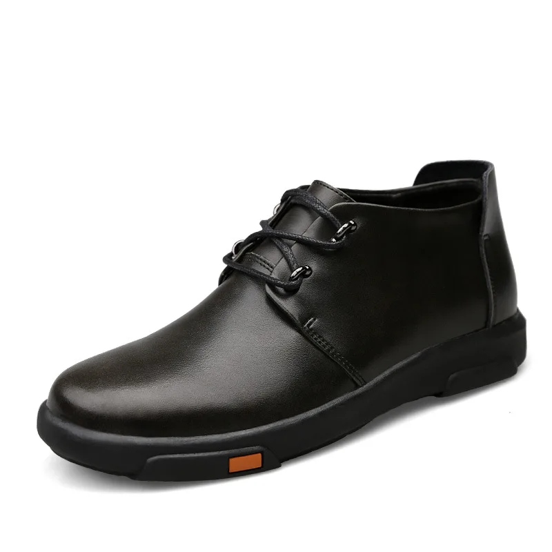 Dark Grey Merkmak/мужские ботильоны из натуральной кожи; модные водонепроницаемые ботинки; сезон осень-зима; мужская повседневная обувь; обувь с высоким берцем - Цвет: Dark Grey