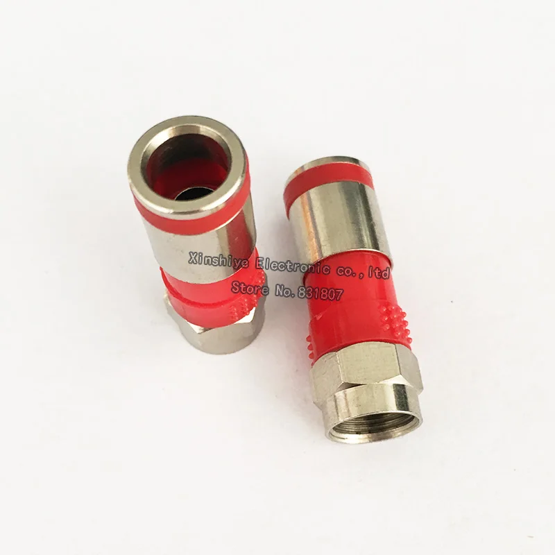 50 шт. красный RG6 коаксиальный компрессионный кабель f Разъем rg6 Тип RF переходник |