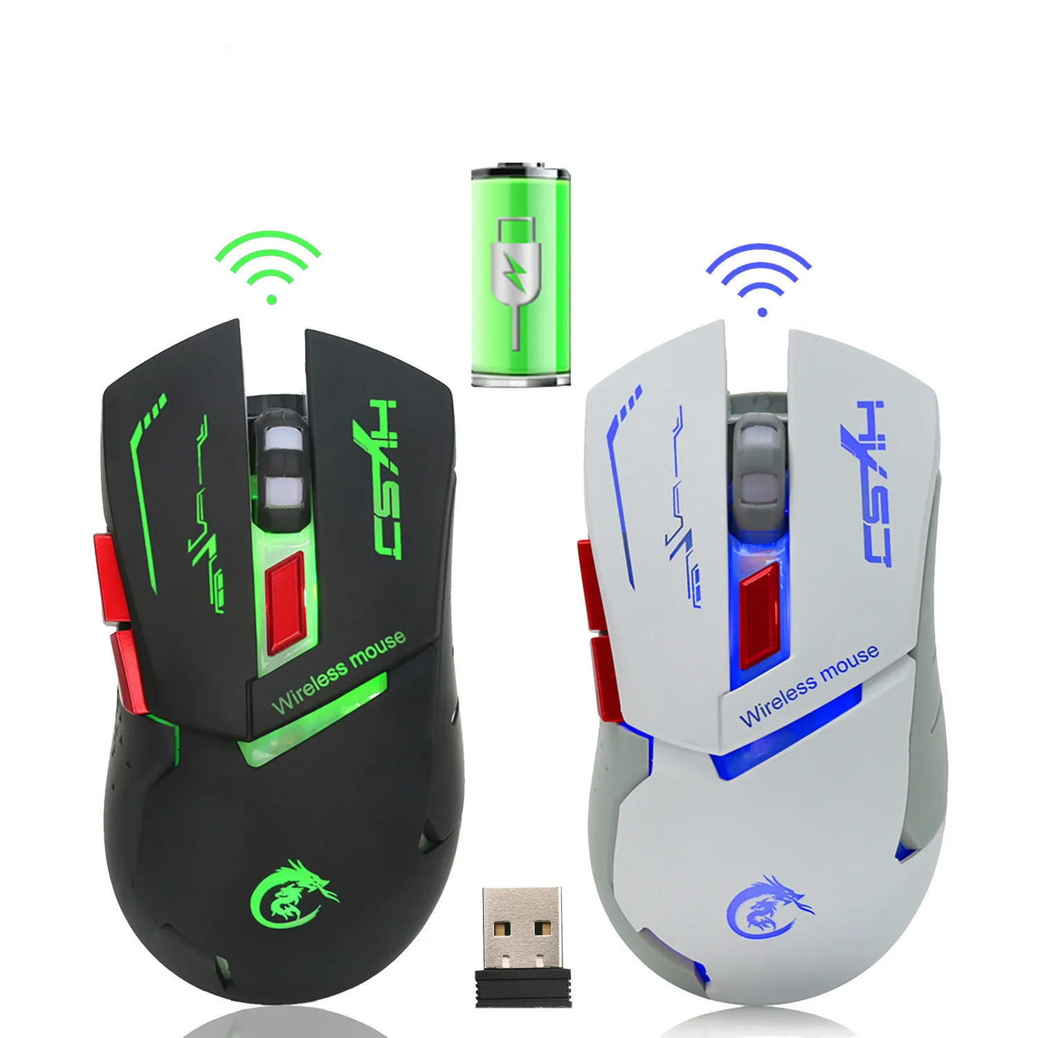 Беспроводной Мышь игровая клавиатура 2,4 ГГц USB компьютерная мышь оптико-электронный Мышь красочные свечение Регулируемый 1200/1600/2400 Точек на дюйм для портативных ПК