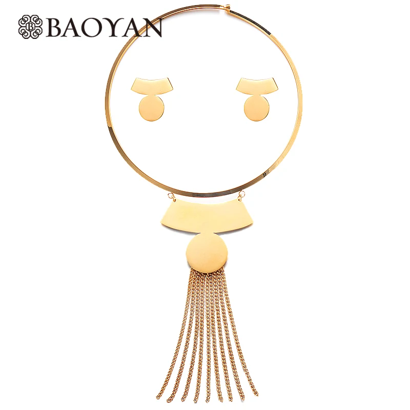 Baoyan Trendy Gold Color Choker Macrame Necklace Set Stainless Steel Jewelry Sets For Women set | Украшения и аксессуары