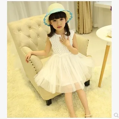 2016 Горячей Продажи Новорожденных Девочек Летом Твердого Завеса Платье Девочка