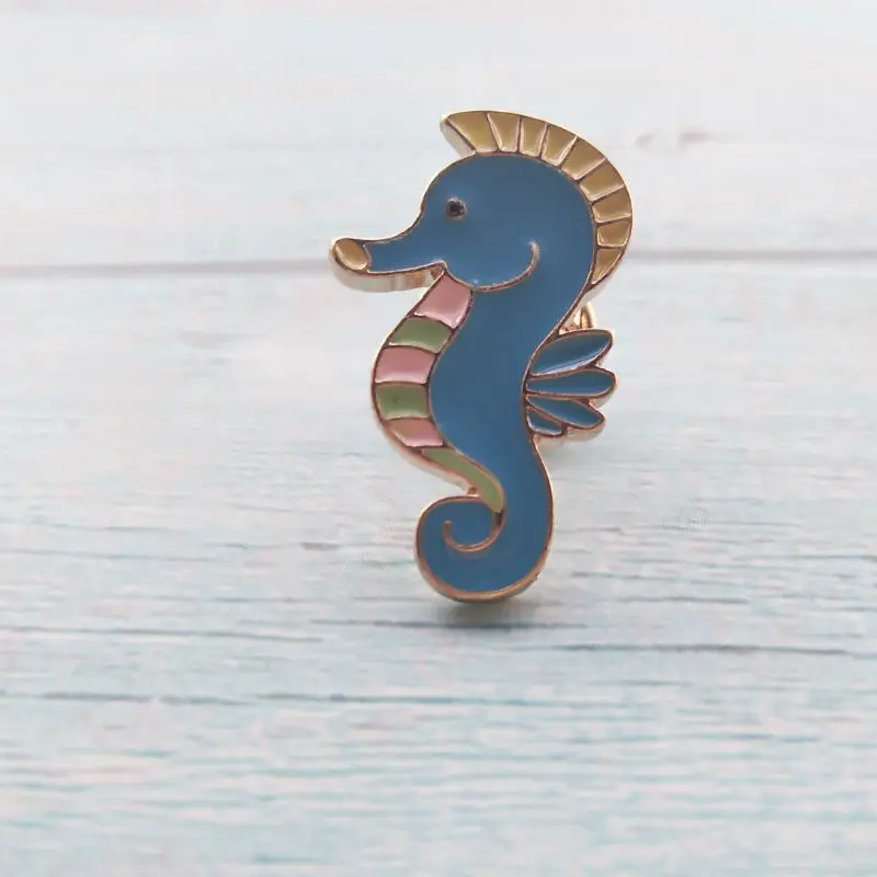 1 шт. значок морской лошади металлическая брошь Морская жизнь булавка для одежды