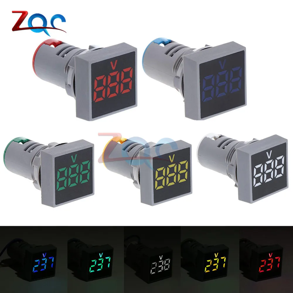 Square LED Digital Dual Display Voltmeter Ammeter Signal Lights Volt Voltage Gauge Current Tester Meter AC 60 500V 0 100A 220V|Измерители