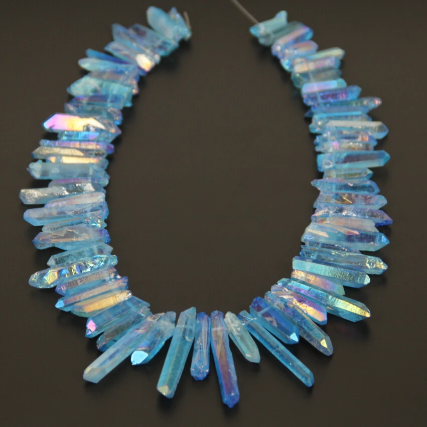 Грубые натуральные синие кристаллы кварца AB подвески с мистическим титановым