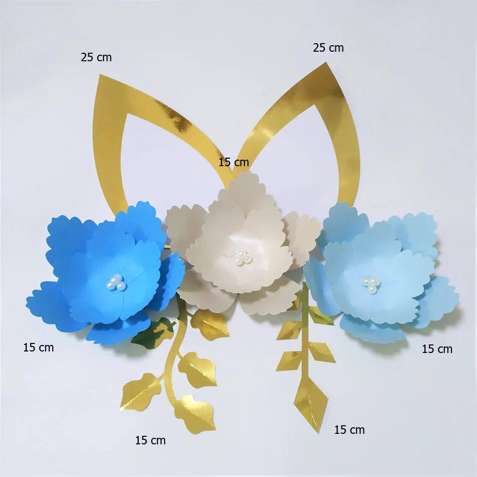 Cardstock DIY Простые бумажные цветы с ушками и листьями Набор детских настенных