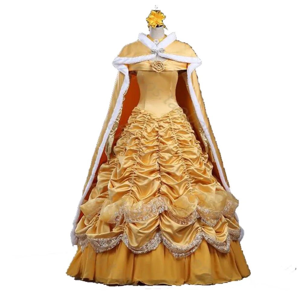 Костюм принцессы для взрослых косплей Золотое Платье с накидкой|cosplay dress|princess