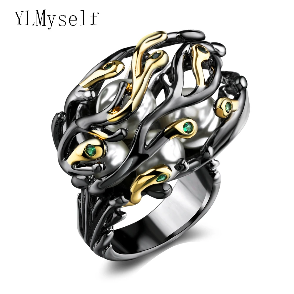 Особенные Уникальные женские кольца нестандартные украшения черная Золотая