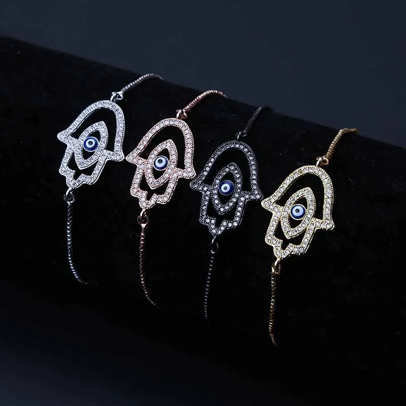 1 шт. микро проложить Циркон Хамса рука сглаза браслет Femme ползунок цепочка