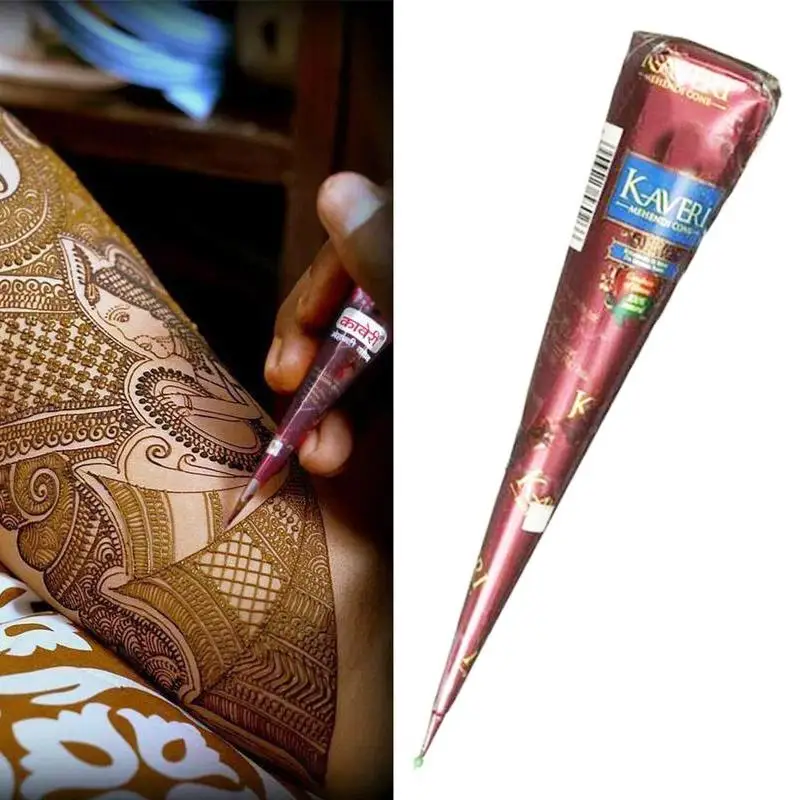 Black Brown Henna Cones Indian Henna Tattoo Paste For Temporary Tattoo Body Art Sticker Natural Body Paint Tattoo Henna Cones - Цвет: Коричневый