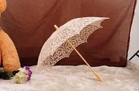 Beige QUNYINGXIU ручной работы кружева хлопок ремесло кружева зонтик косплей реквизит свадебный зонтик Восточный стиль невесты Свадебный зонтик - Цвет: Beige