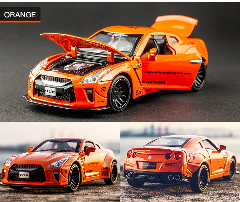 KIDAMI 1:32 AMG Nissan GTR литье под давлением модель автомобиля игрушечные машинки оттягивающийся автомобиль со звуком светильник Коллекция подарков для детей и взрослых для мальчиков