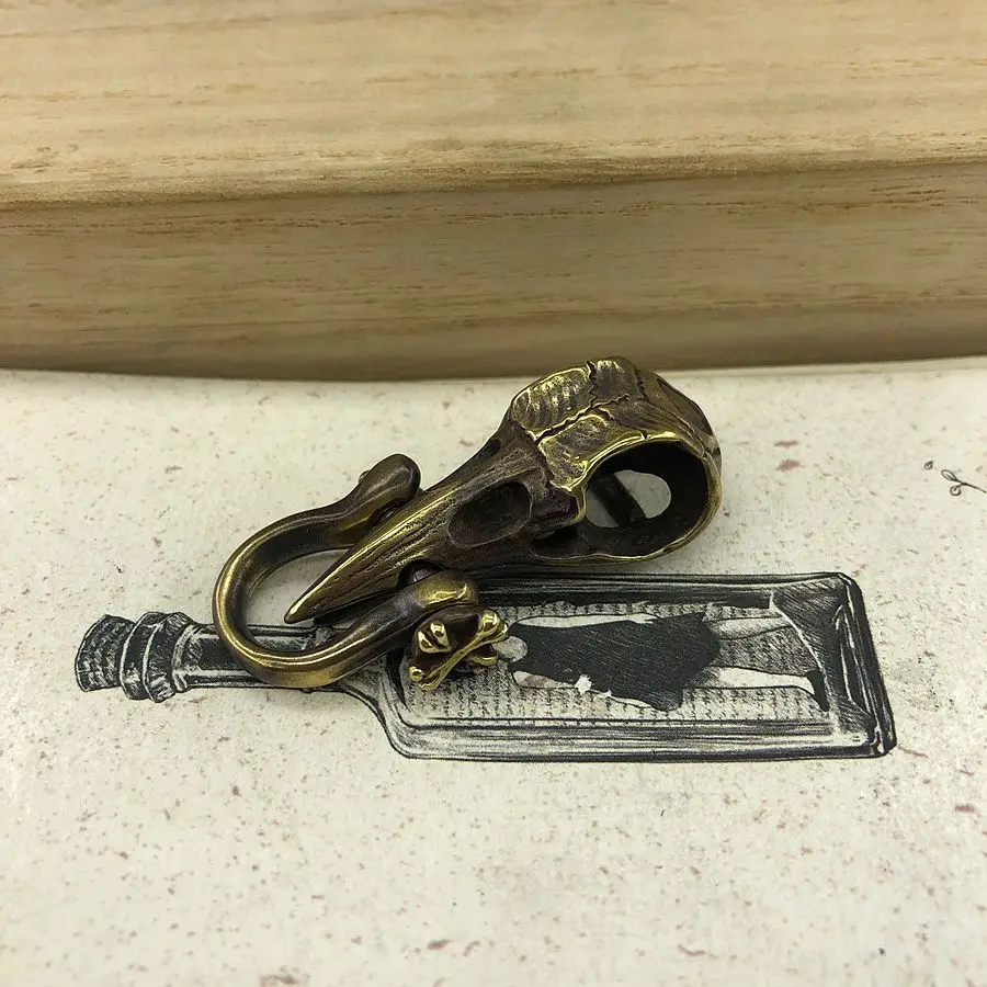 Многофункциональные инструменты для улицы EDC латунь птица голова череп брелок