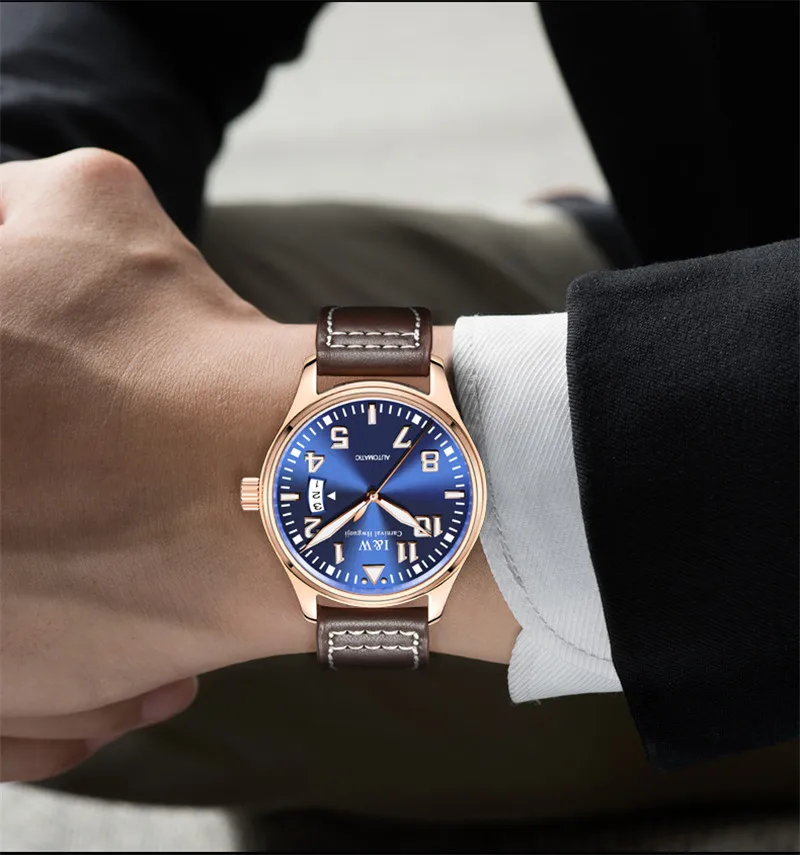Карнавал Топ бренд класса люкс Montre светящийся Водонепроницаемый Спорт мода пилот автоматические механические мужские часы relogio masculino