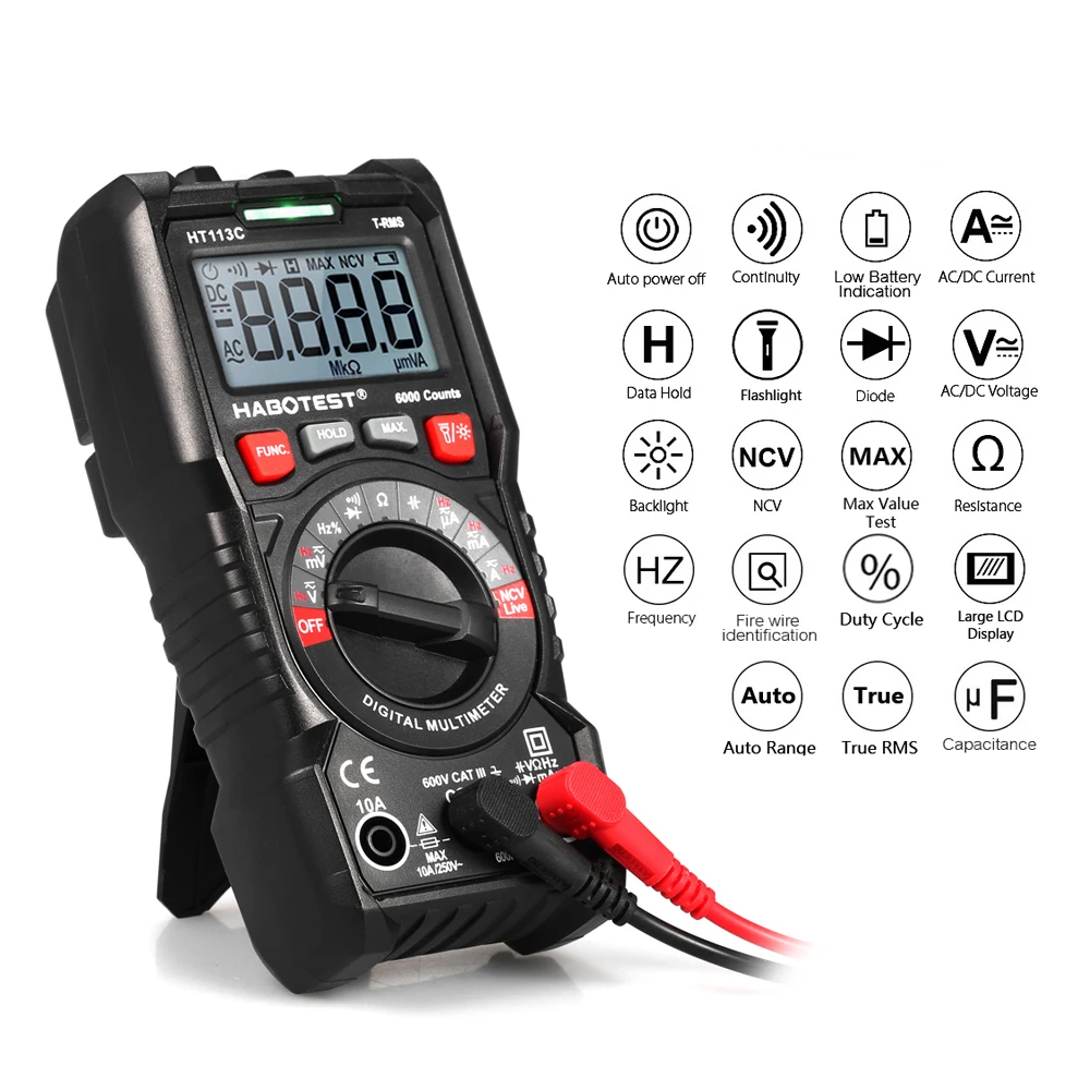 HABO Тесты HT113A/B/C цифровой мультиметр Авто Диапазон True RMS 6000