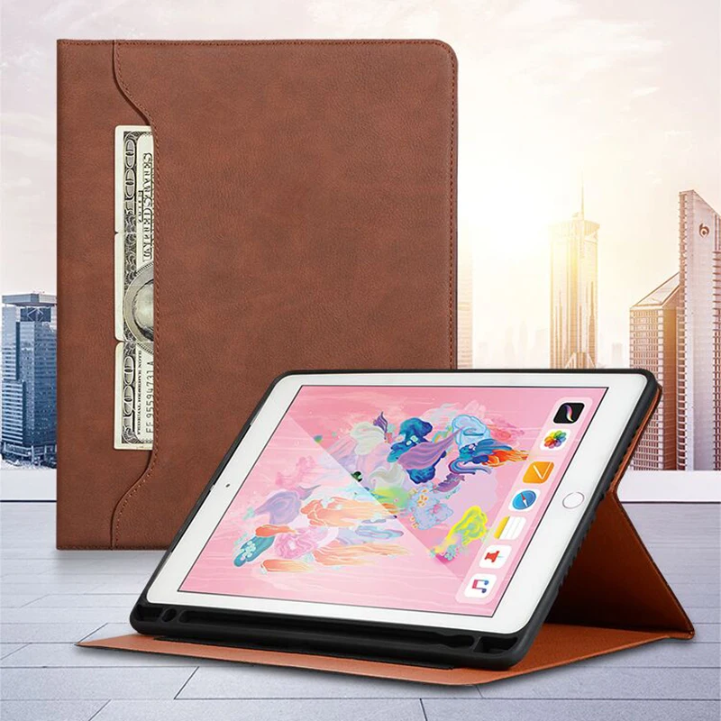 Чехол для iPad 9 7 2018 2017 PU кожаный чехол 6 го поколения с держателем карандаша и