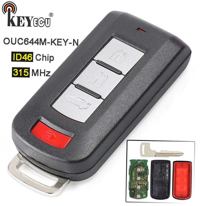 KEYECU 315 МГц ID46 PCF7952 чип OUC644M-KEY-N 3+ 1 4 кнопки дистанционного брелока для Mitsubishi Lancer Outlander с Uncut Blade