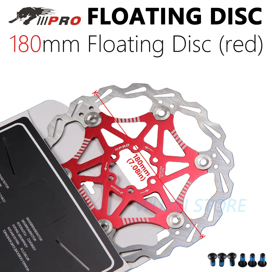 IIIPRO велосипед тормозной диск ротора DR-11FA 160/180/203 мм горный велосипед MTB велосипед плавающий дисковый кабель Запчасти Сделано в Тайване - Цвет: 180 RED
