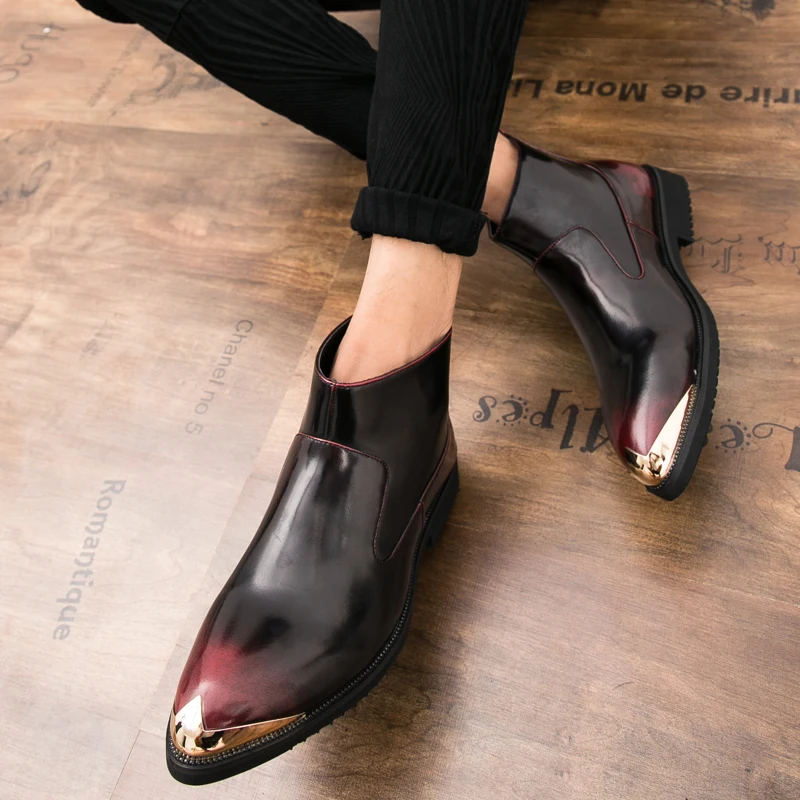 Thestron Chelsea Boots Men Leather Fashion Shoes Casual Black Zipper Dsigner Quality Male Luxury Wine Red | Обувь