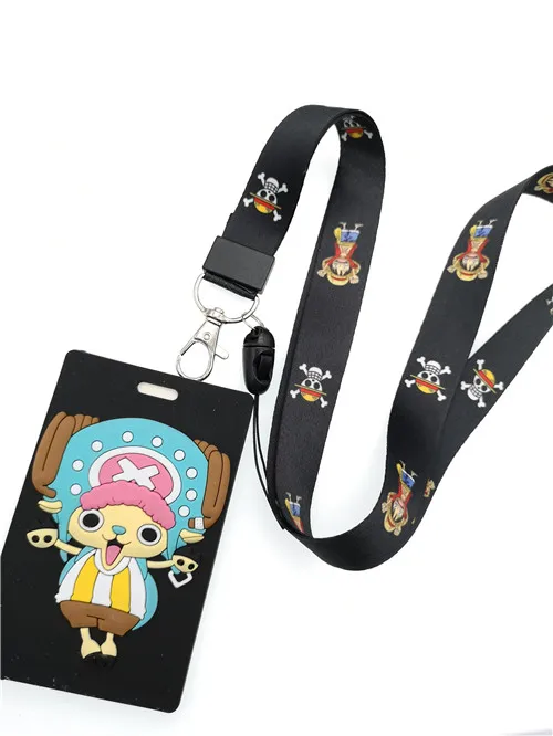 1 шт японского аниме One piece держатель карты из ПВХ идентичность значок с нашейные ремешки на карты идентификатор автомобиля держатели с брелок