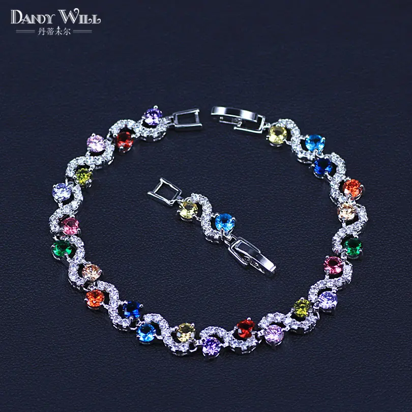 

Роскошное женское украшение ручной работы с кристаллами фианита, белый серебряный цвет, Радужный цвет, яркий кубический цирконий, женские б...