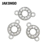 jakongo silver color crystal round circle connectors for jewelry making bracelet jewelry findings accessories 13x9mm 5pcslot