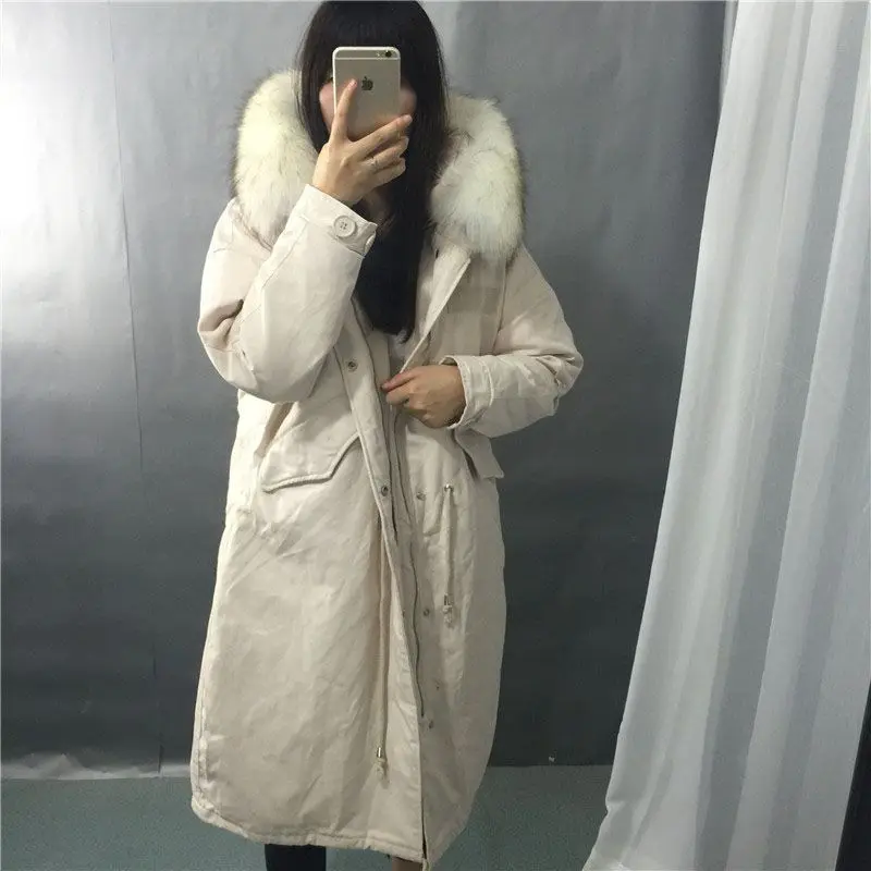 2018 женская зимняя куртка 90% белый утиный пух пальто парка с натуральным меховым