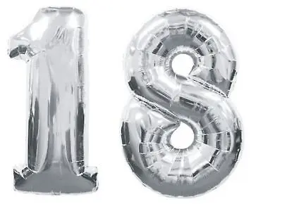 

Number 18 Silver Balloons 18th Birthday Party Anniversary Foil Decoration Gift